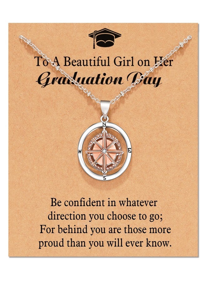 Shonyin Graduation Gifts for Her 2022 Rotate Compass Necklace for Women, Inspirational, Going Away, Sobriety Gifts for Students Granddaughter Daughter Best Friends Coworker, Metal, Agate - Image 1