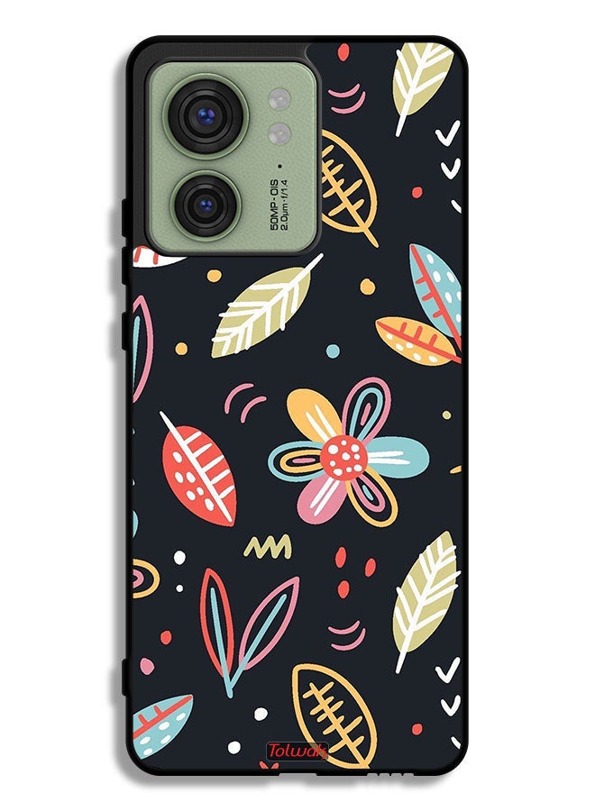 Tolwak Motorola Edge 40 Protective Case Cover Flowers And Leaves Abstract Art - Image 1