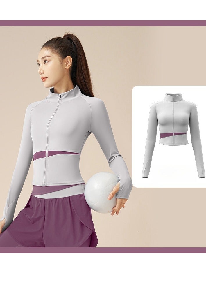 Female Color Blocked High Neck Slimming And Elongated Yoga Suit  - Image 1