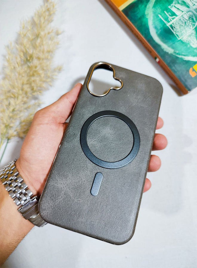 جراب جلد متوافق مع هاتف ايفون 16 بلس، يدعم الشحن اللاسلكي ماج سيف، غطاء مقاوم للصدمات، مصنوع من الجلد الفاخر يكتسب مظهرًا طبيعيًا بمرور الوقت، واقي الكاميرا المرتفع يحمي مجموعة العدسات، مع بطانة داخلية، لهاتف ايفون 16 بلس - رمادى - Image 5