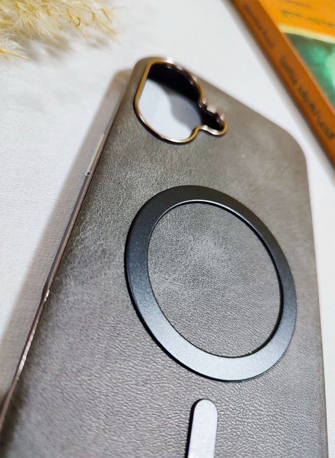 جراب جلد متوافق مع هاتف ايفون 16 بلس، يدعم الشحن اللاسلكي ماج سيف، غطاء مقاوم للصدمات، مصنوع من الجلد الفاخر يكتسب مظهرًا طبيعيًا بمرور الوقت، واقي الكاميرا المرتفع يحمي مجموعة العدسات، مع بطانة داخلية، لهاتف ايفون 16 بلس - رمادى - Image 4