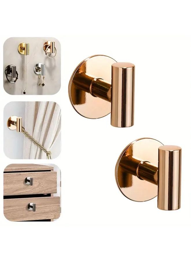 خطاف ستارة لاصق بلون وردي ذهبي 2 قطعة، سهل التركيب، حاملات حائط لربط الستائر، ديكور المنزل - Image 1