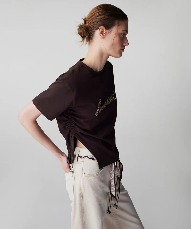 Ipekyol  Embellished Slogan T-Shirt for Women | Best Price UAE