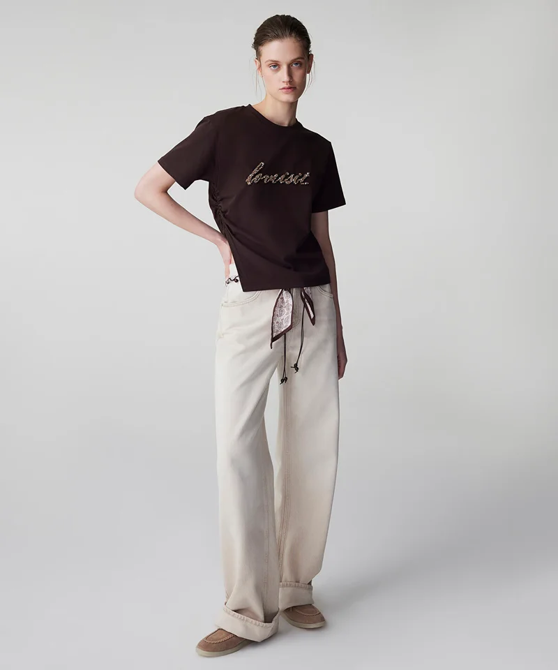 Ipekyol  Embellished Slogan T-Shirt for Women | Best Price UAE