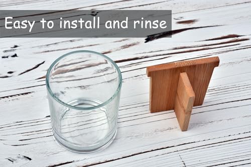 Onsogi Glass Toothbrush and Toothpaste Holder with Bamboo Divider for Bathroom Countertop, Toothbrush Organizer Stand for Bathroom Vanity Countertops - 1 Pack - Image 4