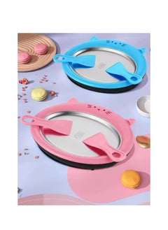 Generic With 2 scoops, instant ice cream machine, stainless steel roll ice cream machine, mini plug-in-free stir-fried ice tray, stir-fried yogurt machine, ice stir-fried machine, suitable for frozen yogurt, sorbet, Italian ice cream (pink) stir-fried ice machine, small DIY fully automatic children's ice cream machine,  - Image 2