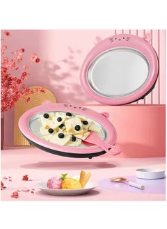 Generic With 2 scoops, instant ice cream machine, stainless steel roll ice cream machine, mini plug-in-free stir-fried ice tray, stir-fried yogurt machine, ice stir-fried machine, suitable for frozen yogurt, sorbet, Italian ice cream (pink) stir-fried ice machine, small DIY fully automatic children's ice cream machine,  - Image 3