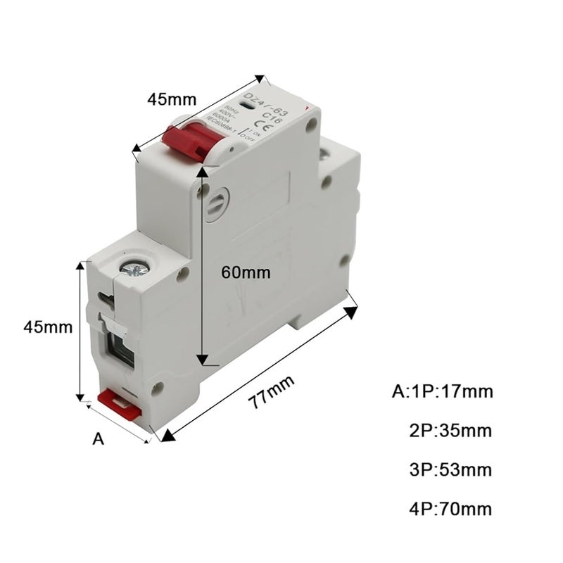 3P 20A DZ47 C Type Mini Circuit Breaker MCB 400V 35mm Din Rail Mount 6KA Breaking Capacity - Image 4