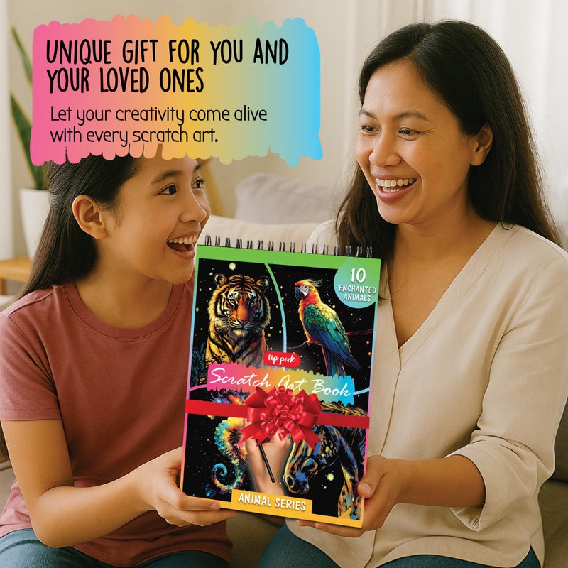 Tip perk Animals Scratch Art Book for Adults - Colorful Animal Series Scratch Art | Scratch Painting Foil Art for Adults | Scratch and Sketch Animal Series Books | Foil Engraving Scratch Art (Animal Series) - Image 3