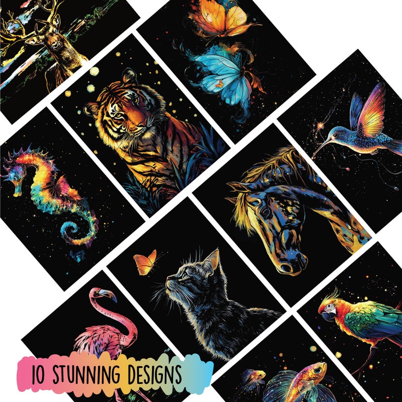 Tip perk Animals Scratch Art Book for Adults - Colorful Animal Series Scratch Art | Scratch Painting Foil Art for Adults | Scratch and Sketch Animal Series Books | Foil Engraving Scratch Art (Animal Series) - Image 4