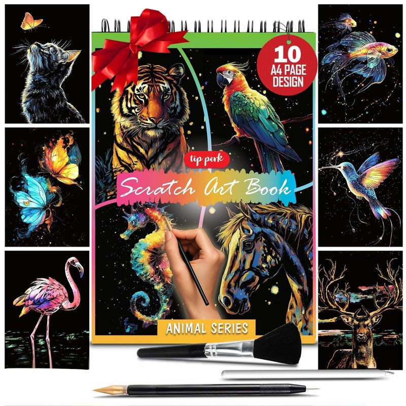 Tip perk Animals Scratch Art Book for Adults - Colorful Animal Series Scratch Art | Scratch Painting Foil Art for Adults | Scratch and Sketch Animal Series Books | Foil Engraving Scratch Art (Animal Series) - Image 1