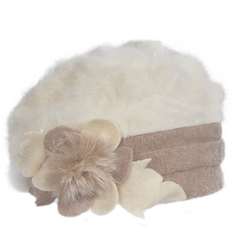 VECRY Women's 100% Wool Bucket Hat Felt Cloche Beret Dress Winter Beanie Hats (Angora-Cream) - Image 2
