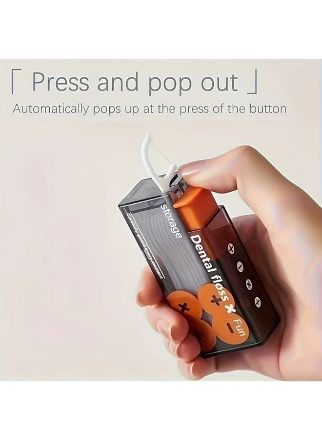 مُوزع خيط الأسنان البرتقالي الآلي مع 10 أعواد أسنان، بتصميم قابل للنقل يظهر تلقائياً - Image 3