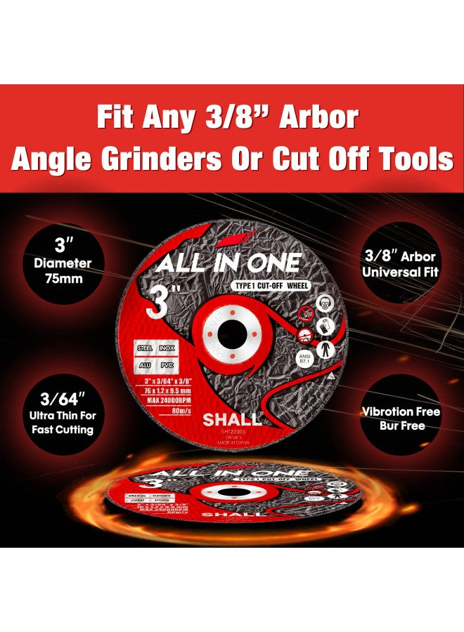 SHALL SHALL 25-Pack Cut Off Wheels 3 x 3/8 x 3/64 - Ultra Thin Cutting Wheel with Pouch for Angle Grinder & Cut-off tools - Fast Cutting Disc for INOX, Steel, Iron, Non-ferrous Metal & PVC  - Image 2