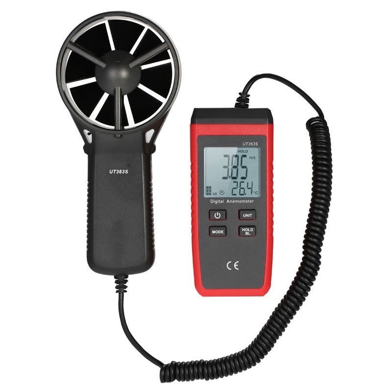 مقياس سرعة الريح المحمول UT363S LCD الرقمي المصغر لقياس سرعة الهواء ودرجة الحرارة - Image 1