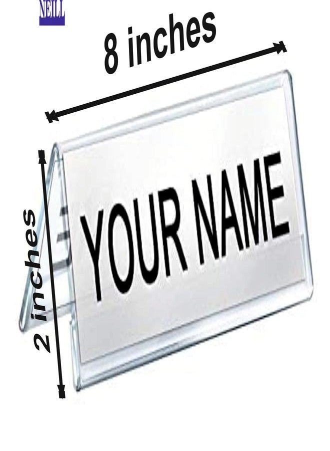 Neill® Acrylic Desk Name Plate Holder Desk Sign Frame, Size - 8" x 2", Pack of 18 Pcs for Table Display Blank Nameplate for Office Business Conference Meeting Room Student School Classroom - Image 2