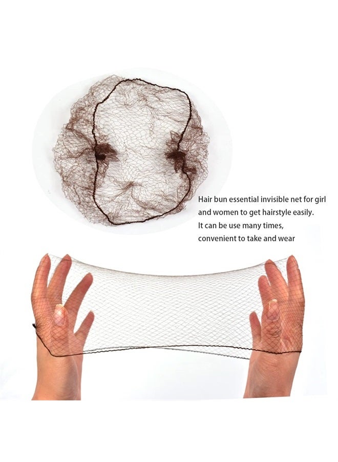 YTBYT 50 Pcs Hair Nets Invisible Elastic Mesh with 40 Pcs U Shaped Hair Pins for Women Hair Buns (Dark Brown) - Image 1