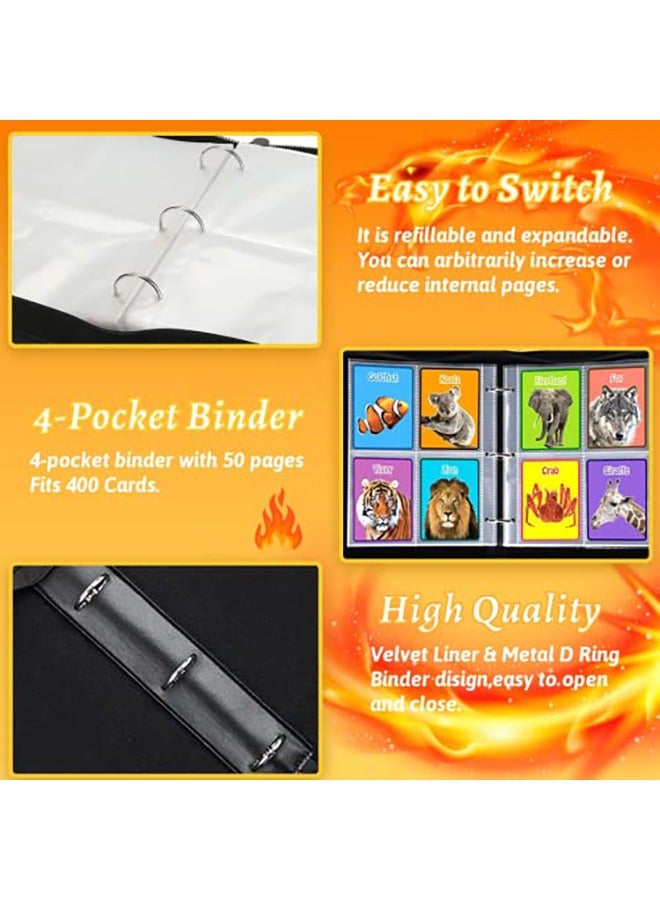 Card Binder for Pokemon Cards Holder 4-Pocket, Trading Binders for Card Games Collection Case Book Fits 400 Cards - Image 2