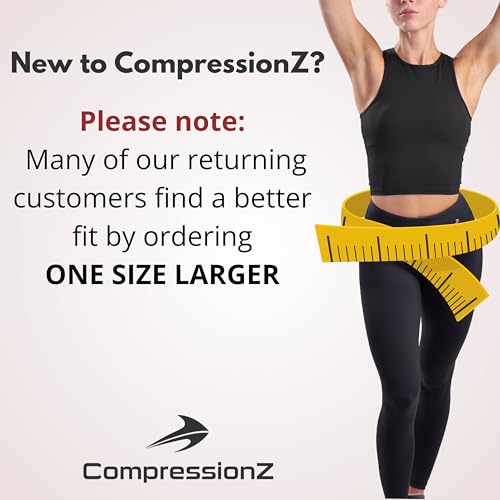 CompressionZ Compression Leggings for Women Waisted Performance Tummy Control Gym, Pilates, Travel, Yoga, Workout Pants Super High Waist Black Large - Image 2