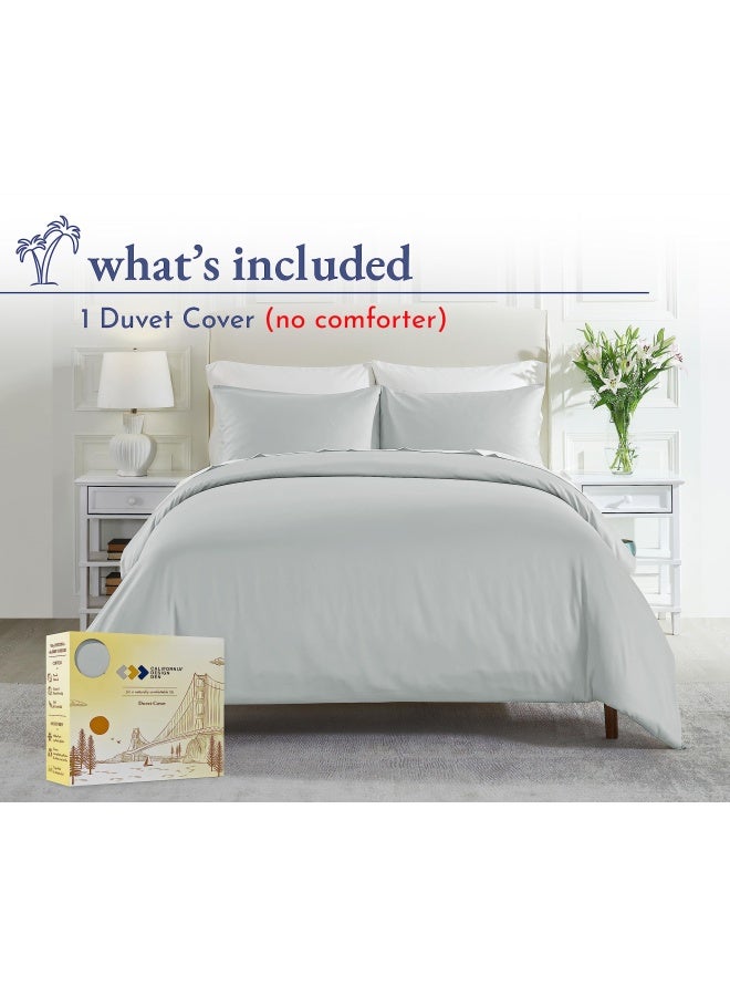California Design Den Cotton Duvet Cover  Light Grey  King  400 Thread Count - Image 2