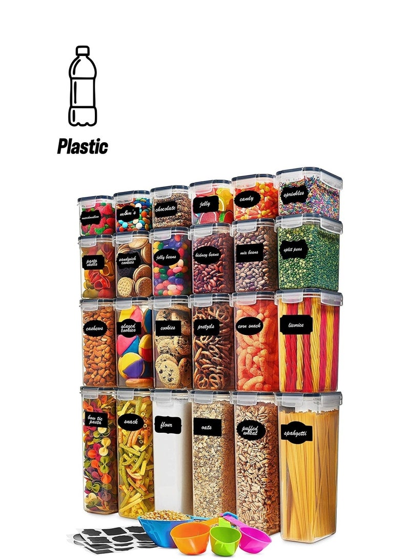 Toshionics Airtight Food Storage Containers with Lids 24 Pack for Kitchen Organization - BPA Free Kitchen Canisters for Cereal, Rice, Flour & Oats - Free Measuring Spoon , Marker and 24 Labels 24 pcs Pack - Image 1