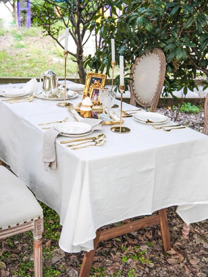 BUYSK Off White Tablecloth 100 Cotton Fabric Table Cloth for Festival Picnic Wedding Party and DIY Dye Project Machine Washable 55 x 39 inch