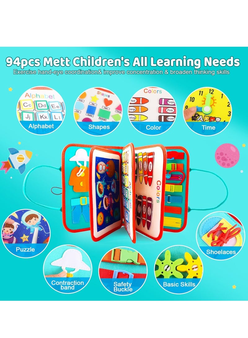 SOLARAE Toddler Busy Board, Educational Learning Sensory Busy Book, Montessori Sensory Toys, Preschool Learning Activities, Learning Fine Motor Skills, Educational Travel Toys for 1-3 Years Old Boys Girls - Image 2