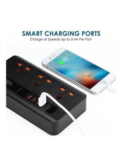 Generic Power Strip / Power Socket / Power Extension with 3 AC Outlets and 5 USB Ports Black  - Image 5