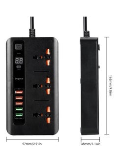 Generic Power Strip / Power Socket / Power Extension with 3 AC Outlets and 5 USB Ports Black  - Image 3