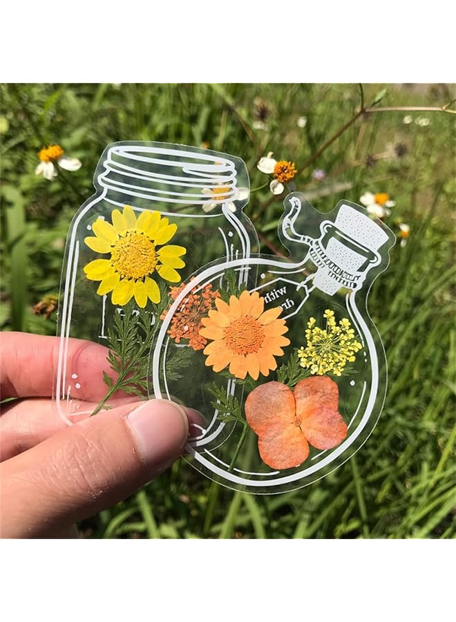 إيروريكس 40 قطعة من علامات مرجعية كبيرة الحجم على شكل زهرة، هدايا للأطفال، مصنوعة يدويًا، شفافة، صفحة زهرة جميلة، زجاجة زجاجية، علامة مرجعية، ملصق - Image 2