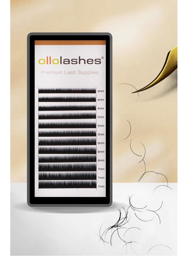 OLLOLASHES Bottom Lash Extension J Curl 0.05mm Mix4-7mm 4mm 5mm 6mm 7mm Black Color Bottom Lash Extensions, Professional Supplies for Lash Techs (Bottom-J-0.05, 4-7mm) - Image 1
