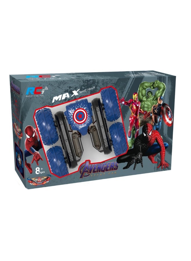 Captain America سيارة كابتن أمريكا RC Stunt Car 4WD، وهي مركبة ذات وجهين تقوم بحركات بهلوانية ودورات بزاوية 360 درجة، وتتميز بإطارات كبيرة ومتينة وأضواء LED ساطعة. - Image 2