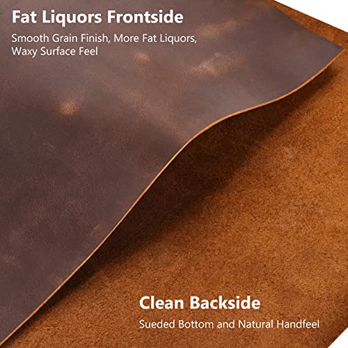 TeeLiy Genuine Leather Tooling Sheets 1.8-2.0MM Thick Genuine Top Full Grain Oil Tan Crazy Horse Cowhide Leather Sheets for Crafts Tooling Sewing Wallet Earring Hobby (Dark Brown, 8"x12") - Image 4