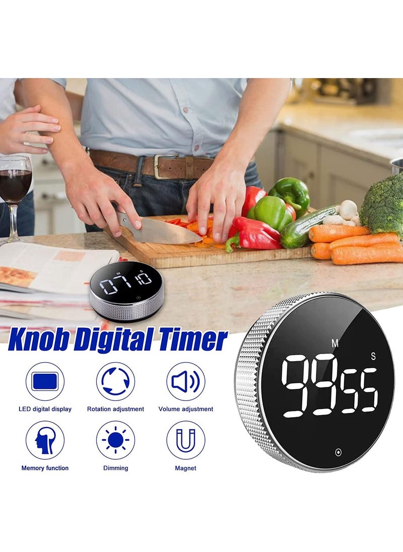 Cloyster - Cloyster Kitchen Timer Large LED Magnetic Digital Countdown Countup Timer Visual Timer Simple for Children Seniors Teachers and for The Classroom Homework Cooking Fitness Baking Learning Silver - Image 1