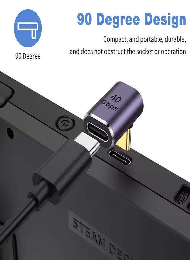 دوتك محول Duttek USB-C بزاوية قائمة، 4 أنماط، محول USB-C بزاوية 90 درجة [40 جيجابت في الثانية 100 واط PD] موصل تمديد من النوع C لأجهزة Steam Deck وROG Ally وSwitch وأجهزة الكمبيوتر المحمولة والأجهزة اللوحية والهواتف المحمولة - Image 5