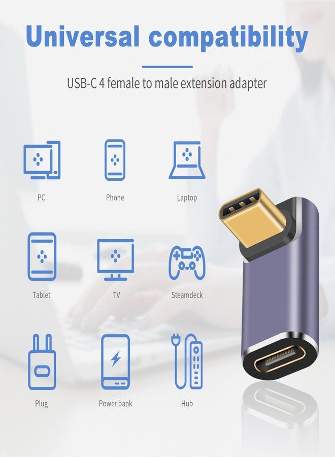 دوتك محول Duttek USB-C بزاوية قائمة، 4 أنماط، محول USB-C بزاوية 90 درجة [40 جيجابت في الثانية 100 واط PD] موصل تمديد من النوع C لأجهزة Steam Deck وROG Ally وSwitch وأجهزة الكمبيوتر المحمولة والأجهزة اللوحية والهواتف المحمولة - Image 4