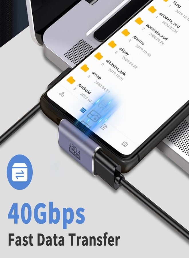دوتك محول Duttek USB-C بزاوية قائمة، 4 أنماط، محول USB-C بزاوية 90 درجة [40 جيجابت في الثانية 100 واط PD] موصل تمديد من النوع C لأجهزة Steam Deck وROG Ally وSwitch وأجهزة الكمبيوتر المحمولة والأجهزة اللوحية والهواتف المحمولة - Image 2
