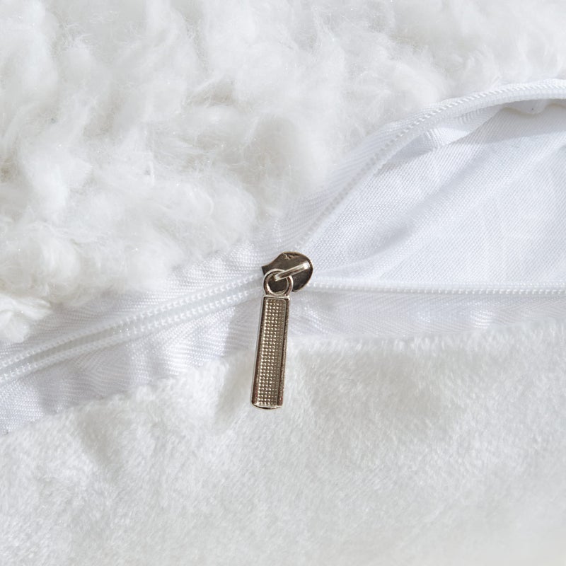 MOOWOO Fluffy Heart Throw Pillow with Pillow Cover and Insert, Shaggy Faux Fur,Valentines Day Decor,Christmas Decorations, Love Pillow (White, Heart Shape-15.7X15.7Inches) - Image 3