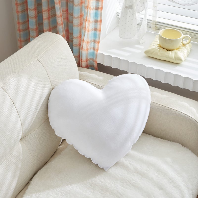MOOWOO Fluffy Heart Throw Pillow with Pillow Cover and Insert, Shaggy Faux Fur,Valentines Day Decor,Christmas Decorations, Love Pillow (White, Heart Shape-15.7X15.7Inches) - Image 2