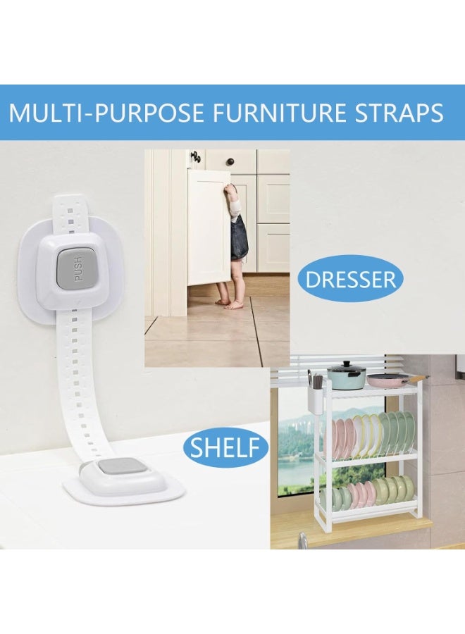YEYA No Drill Anti Tip Furniture Adjustable Straps Wall Anchors for Baby Proofing with 3M Adhesive (Upgraded 4P) - Image 4
