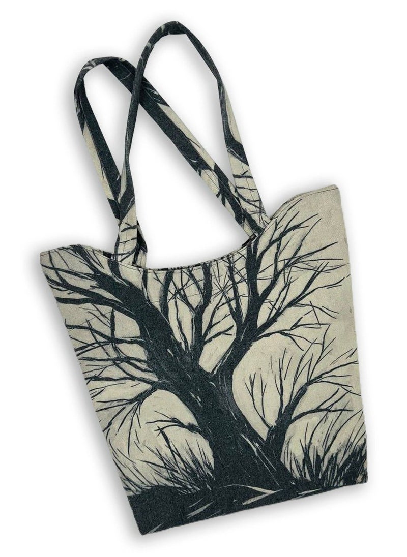 Gharibo Bags Barren tree casual printed linen tote bag W230002A 