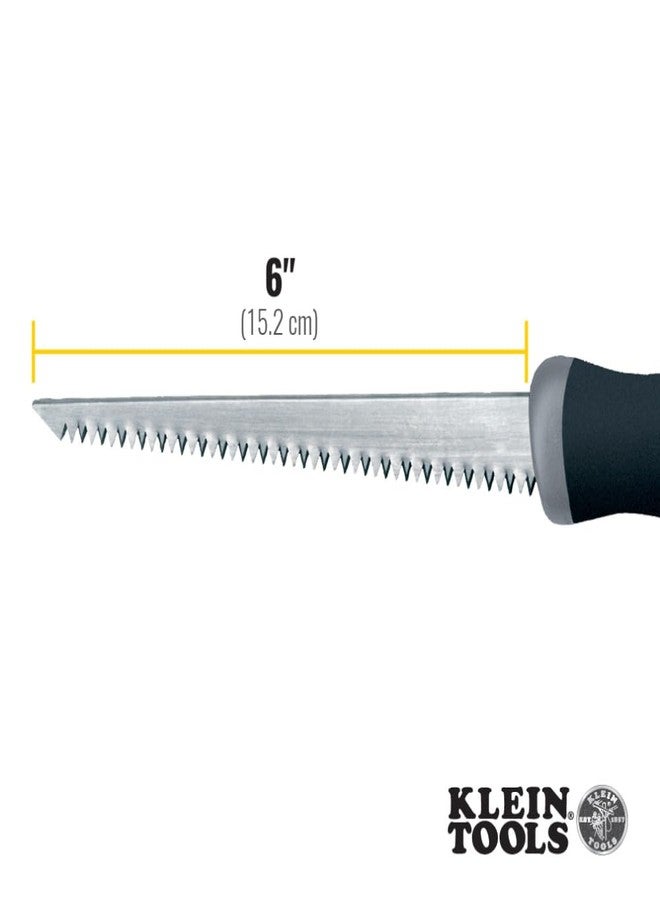 Klein Tools 725 Jab Saw, Triple Ground Teeth, Cuts Drywall, Wallboard, Plywood and Plastic, Hardened Carbon Steel Blade, Beveled Point - Image 4