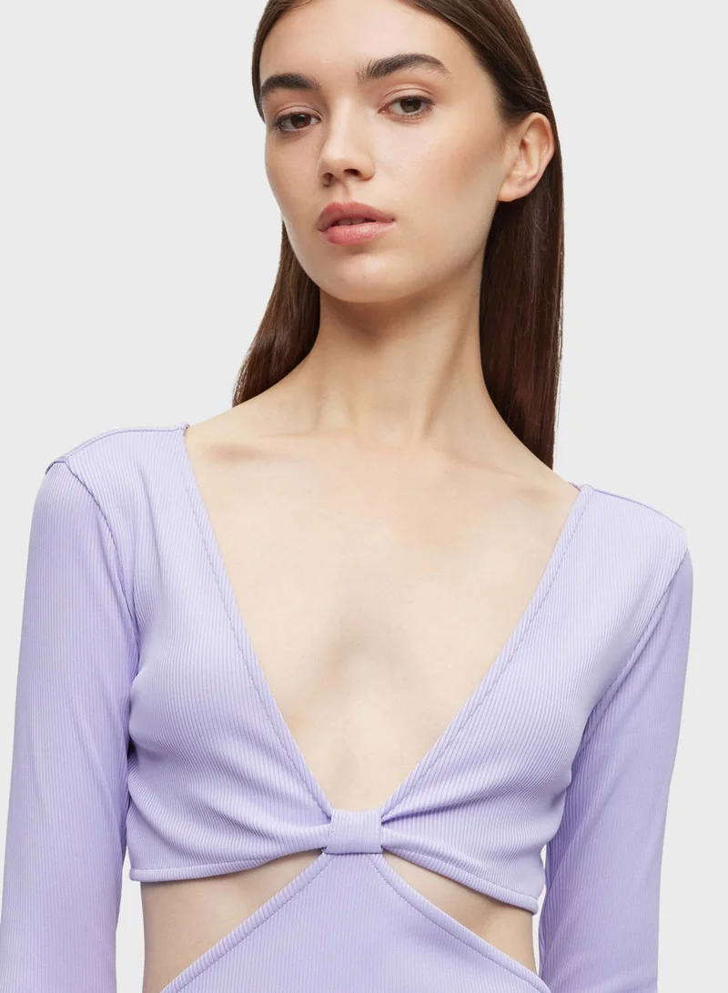 HUGO Cut Out Plunge Neck Dress