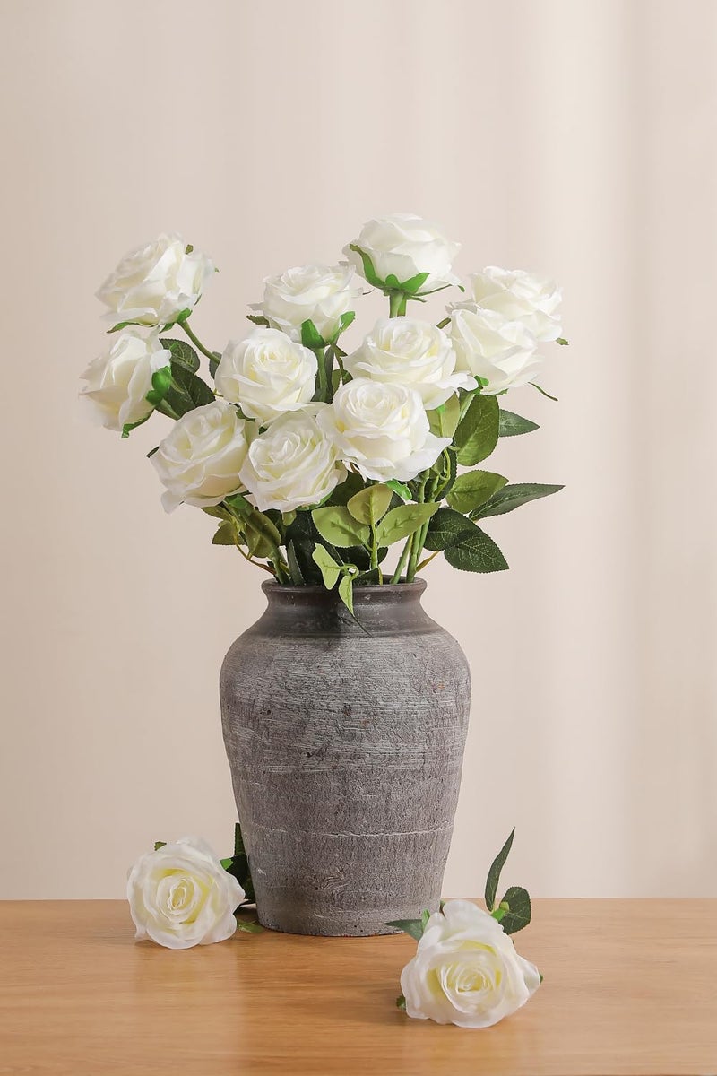 Luyue 10PCS Artificial Roses Flower with Stems Slik Fake Flowers Bouquet Realistic Long Stem Faux Rose for Wedding Home Decor - Image 2