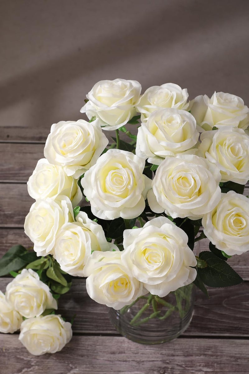 Luyue 10PCS Artificial Roses Flower with Stems Slik Fake Flowers Bouquet Realistic Long Stem Faux Rose for Wedding Home Decor - Image 3