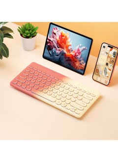 BOW Desktop Notebook External Wireless Keyboard Mouse Suit USB Silent Mute Small Small Computer Office-Color:Gradient Powder [3 Bluetooth + 2.4g Wireless | Dual-mode Keyboard] - Yes - Official Standard