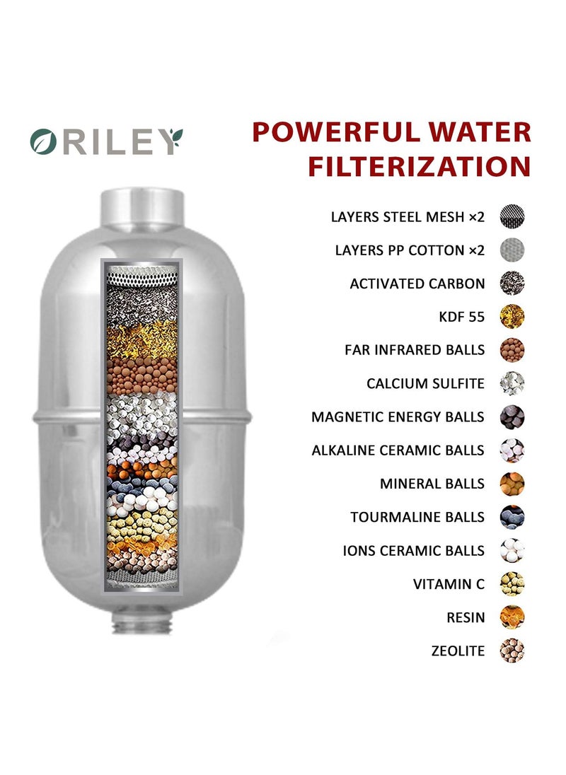 ORILEY ORILEY 15 Stage Shower Filter Tap Hard Water Softener with Replaceable MultiStage Cartridge Activated Carbon for Chlorine Removal Skin Hair Conditioning Pack Of 1  - Image 4