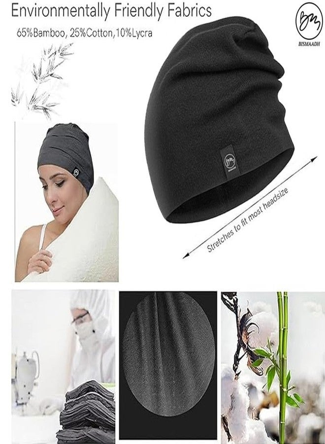 بسماد قبعة بسماده المصنوعة من الخيزران والقطن لعلاج تساقط الشعر الناتج عن العلاج الكيميائي، وقبعة للنوم - Image 2