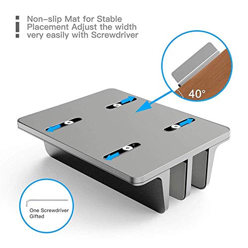 Techzere® Aluminium Vertical Laptop Stand Holder with Adjustable Dock Dual Slots Fits All MacBook HP Dell ASUS Chromebook -up to 20.3 '' (Grey) - Image 3