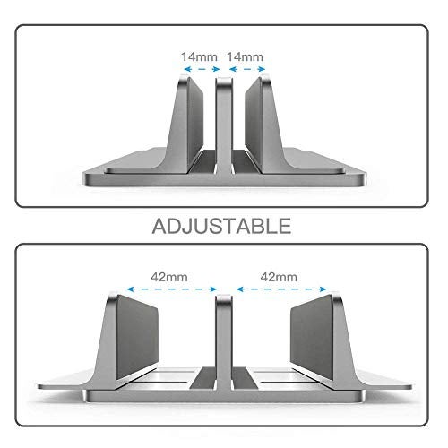 Techzere® Aluminium Vertical Laptop Stand Holder with Adjustable Dock Dual Slots Fits All MacBook HP Dell ASUS Chromebook -up to 20.3 '' (Grey) - Image 4
